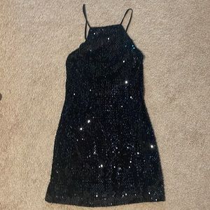 Black Sequin Express Mini Dress